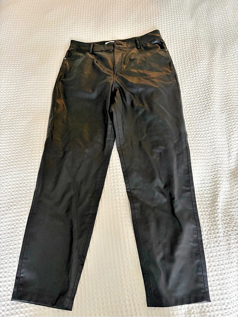 Zara Black Vegan Leather Straight Leg Pants